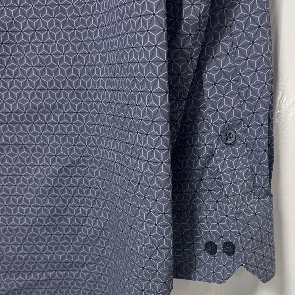 Alfani Printed Geometric Polo in Gray and Lilac A28 - Picture 6 of 7